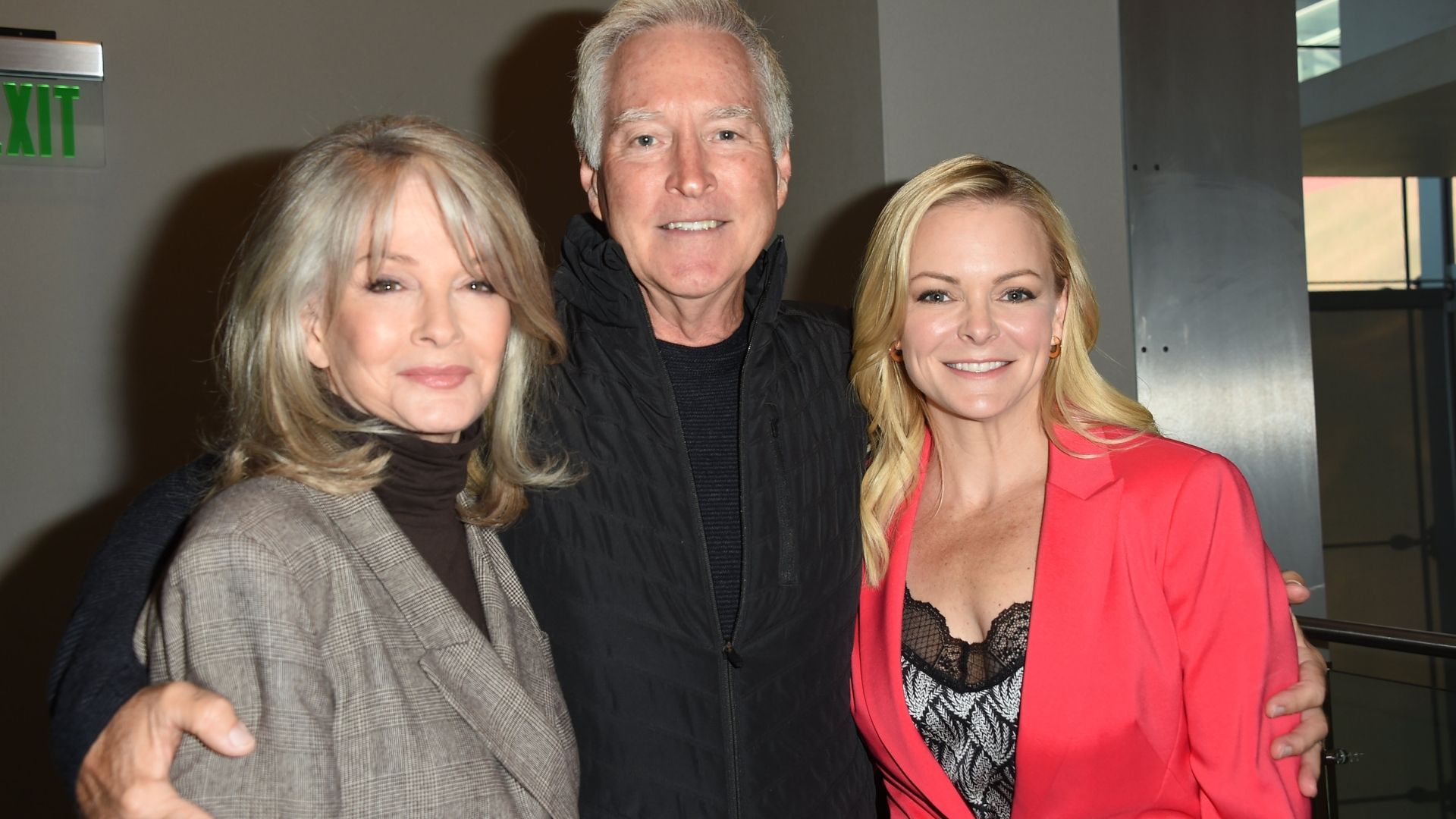 Deidre Hall (Marlena Evans) and Drake Hogestyn (John Black) with TV daughter Martha Madison (Belle) on Days of our Lives | Image: JPI