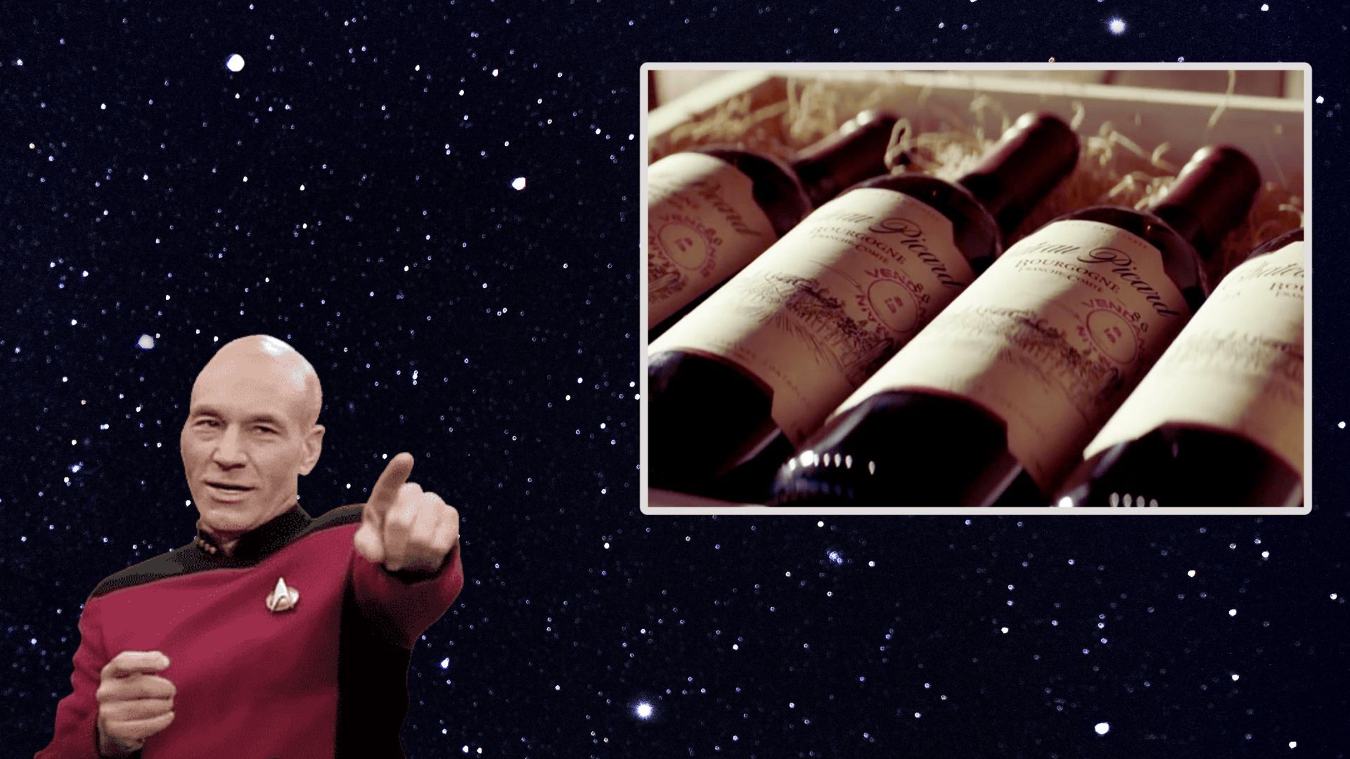 Captain Picard from Star Trek: TNG + Ch&acirc;teau Picard | Images via: Paramount/EntreSabores | Collage by: Beatrix Kondo of Soap Central