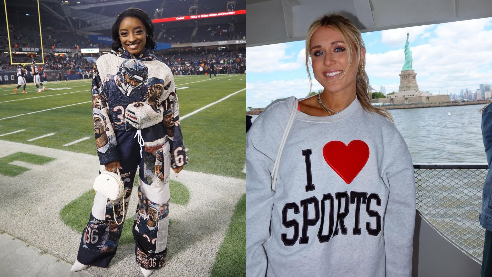 Simone Biles and Riley Gaines (Images via Instagram/@simonebiles and @rileygbarker)