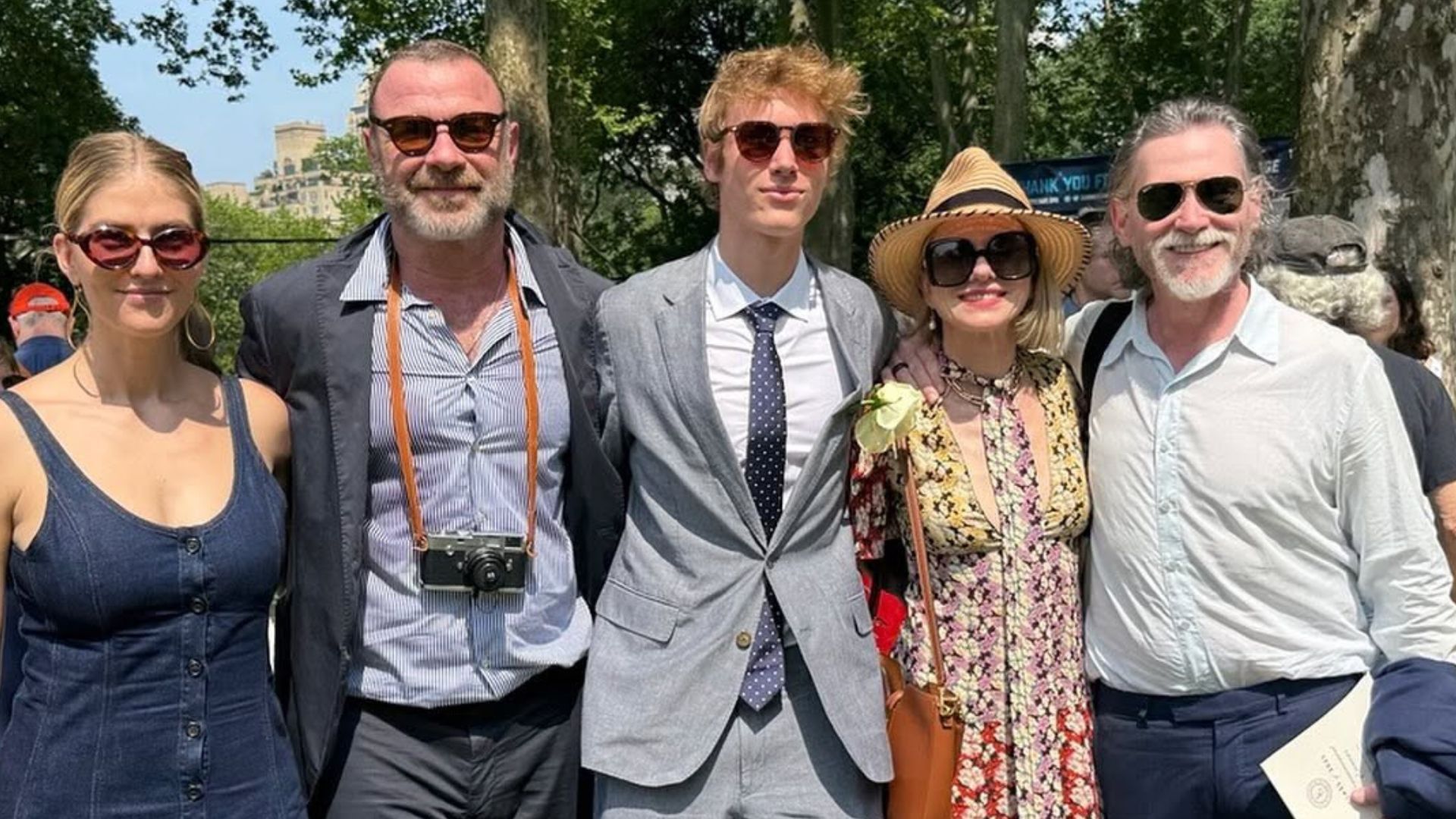 Liev Schreiber &amp; Naomi Watts with their son &amp; partners - Source: Instagram/@lievschreiber