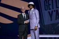 Asa Newell (right) at 2025 NBA Draft - Round One (Image via Getty)