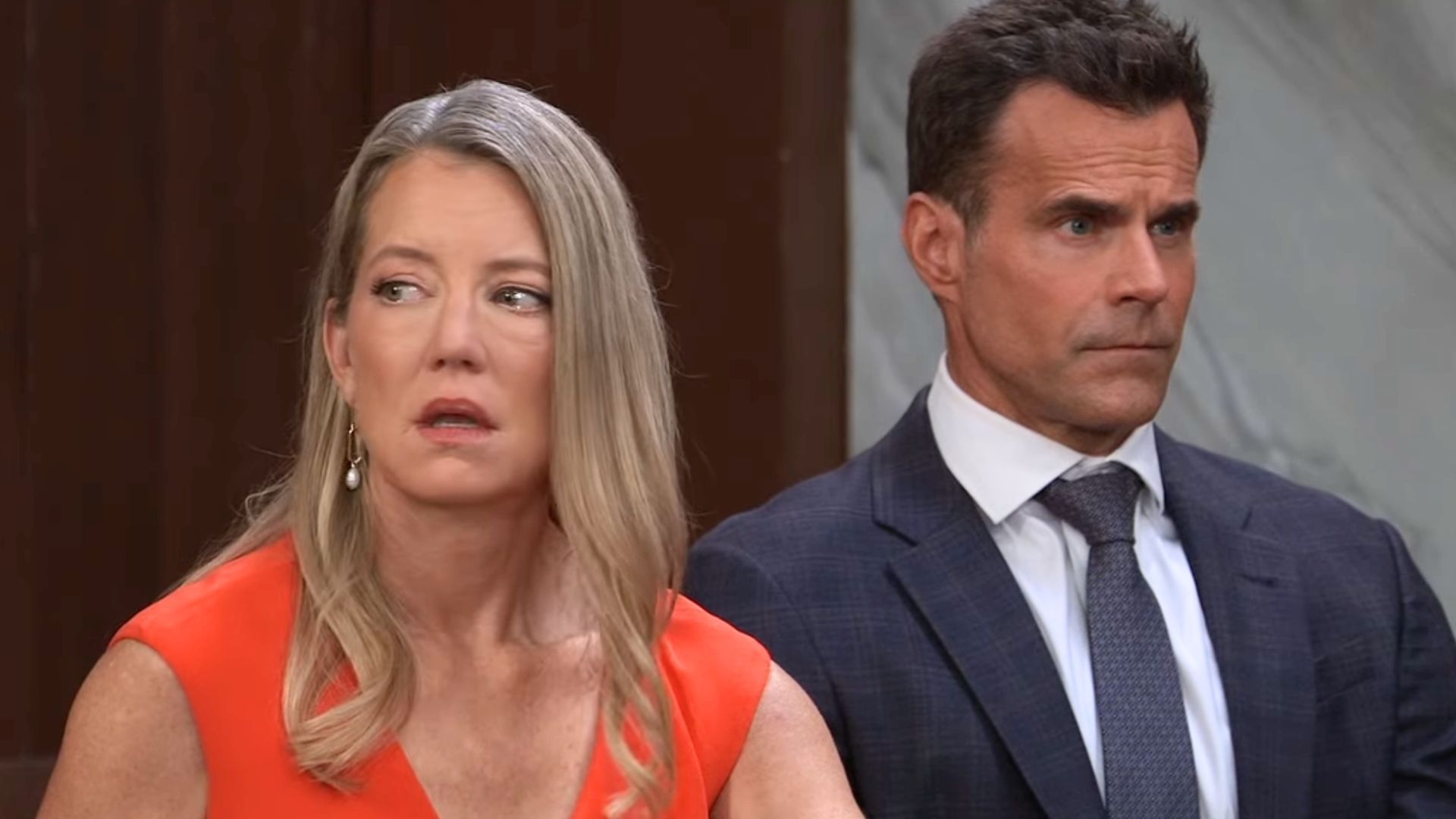 General Hospital&#039;s Nina and Drew wait for a verdict | Image: ABC