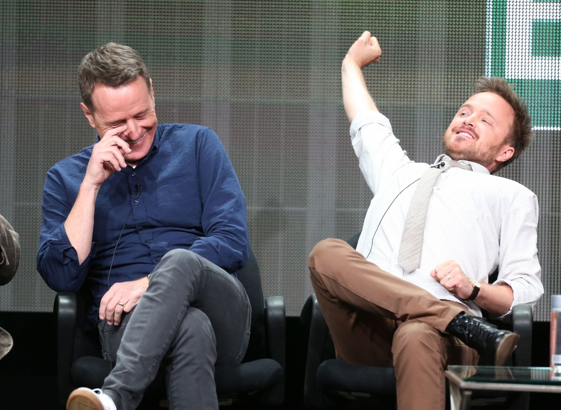 In frame: Bryan Cranston (Walt) and Aaron Paul (Jesse Pinkman) - Source: Getty