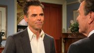 Billy (Jason Thompson) may see potential in working with Cane (Billy Flynn), but Jack (Peter Bergman) may not on The Young and the Restless | Image: CBS