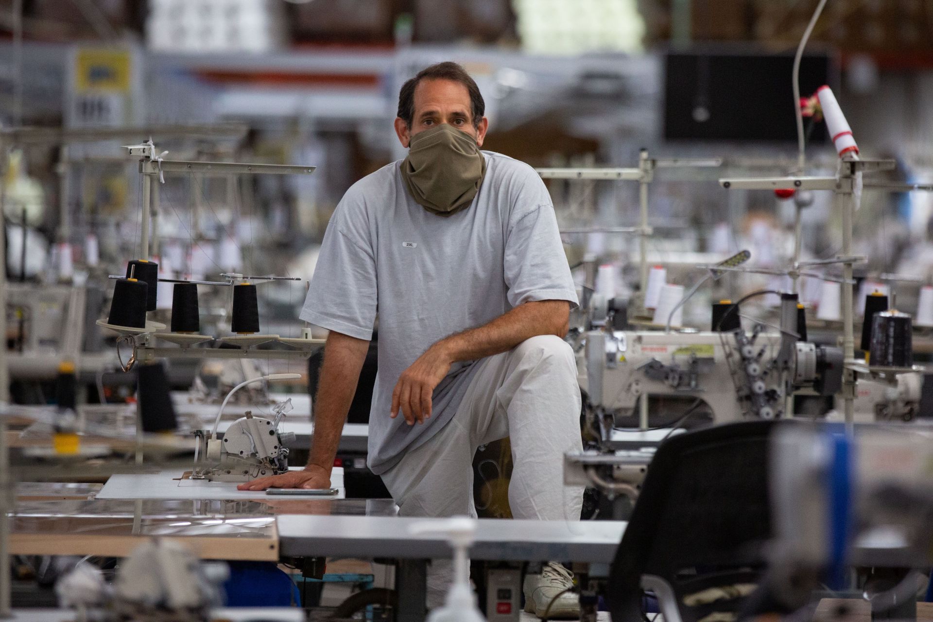 LA Apparel holds a health and saftey training session for employees after being shutdown by city officials due to a huge coronavirus outbreak - Source: Getty