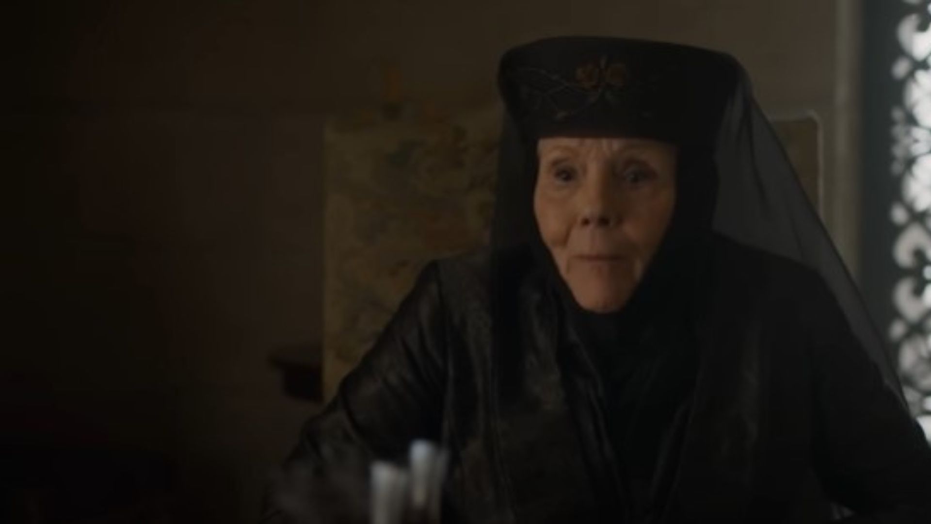 The late Diana Rigg as Lady Olenna Tyrell in Game of Thrones | Image source: HBO on YouTube