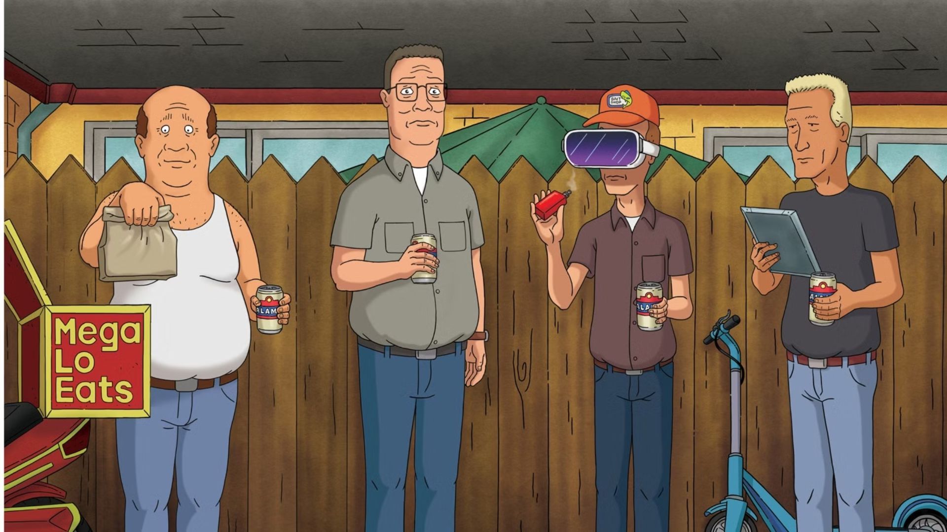 Hank and his gang in the revival (Image via Hulu)