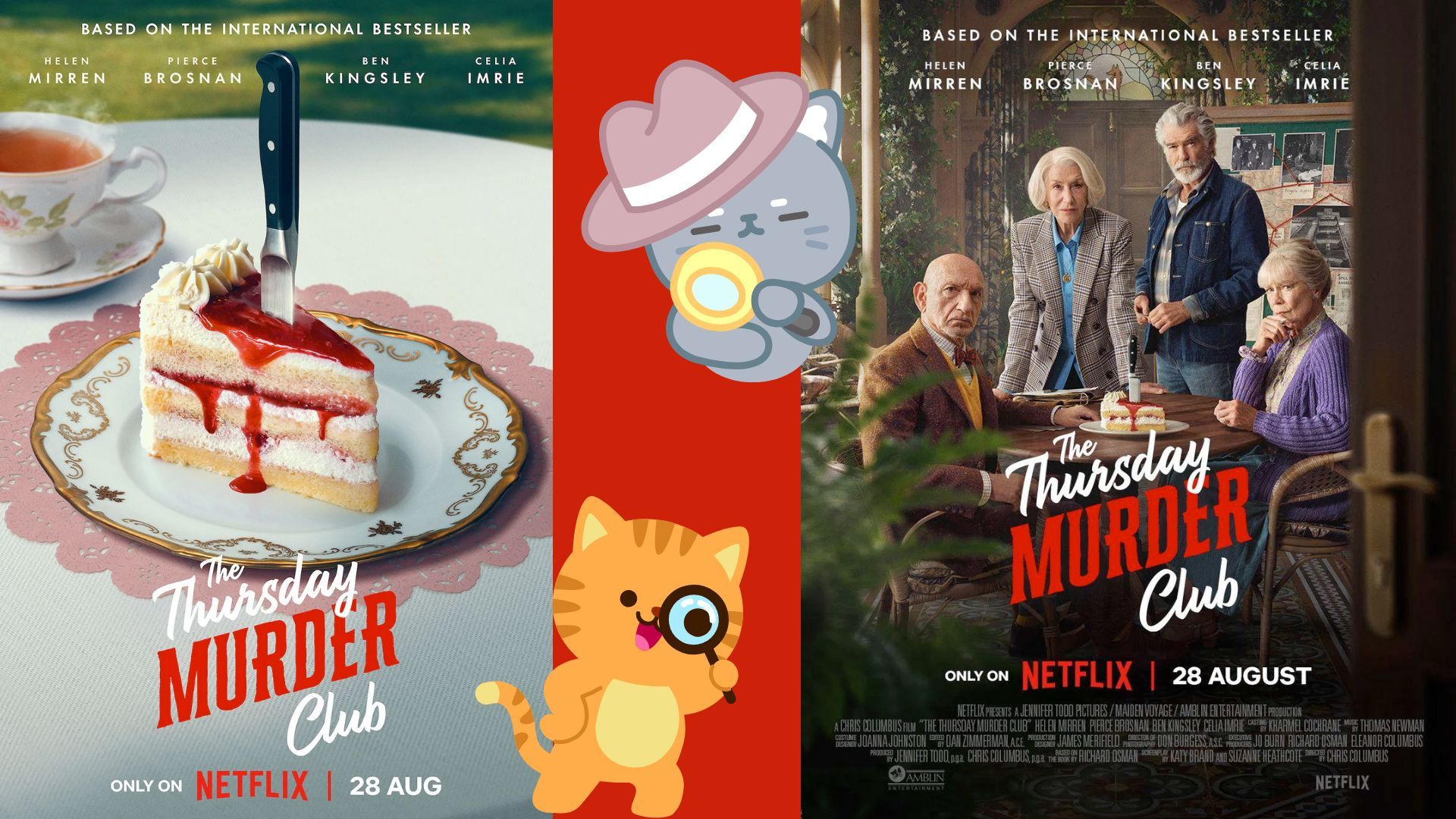Posters for The Thursday Murder Club | Images via: Netflix | Collage by: Beatrix Kondo of Soap Central