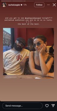 A photo of Rachel Zegler's story encouraging people to watch Nathan Louis-Fernand's performance on her Instagram story. (Image via Instagram/@rachelzegler)