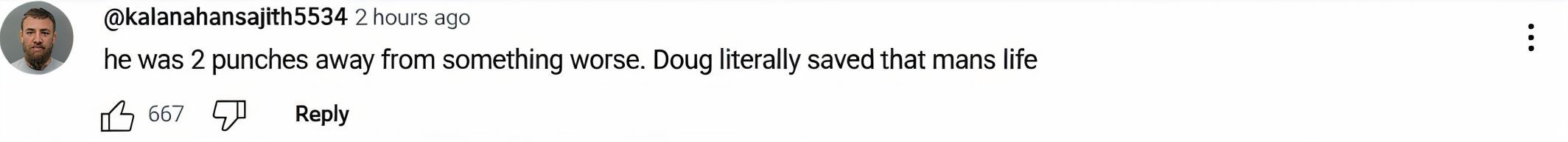 A user praises Malo for saving Stu&#039;s life (image via YouTube)