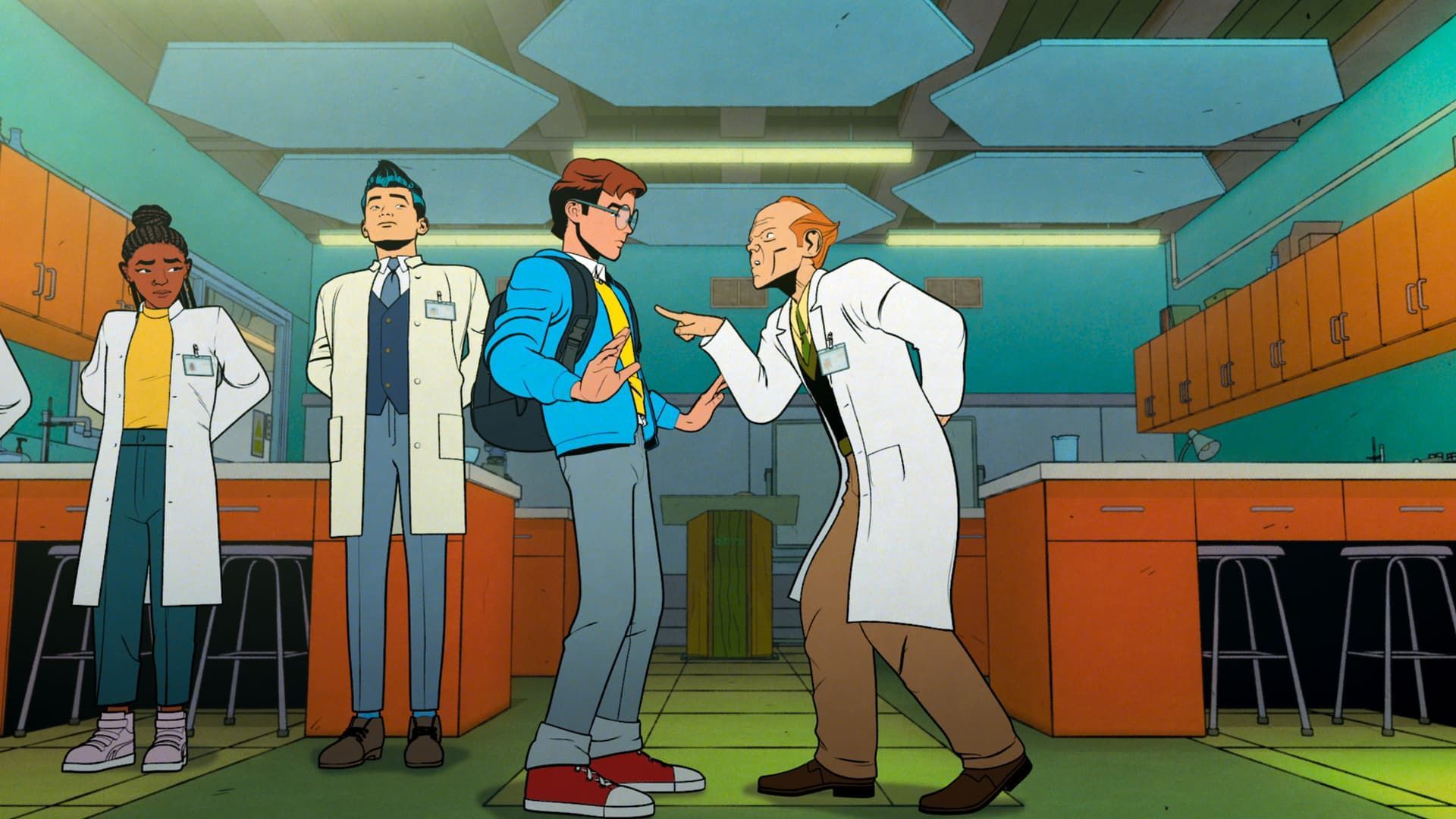 Amadeus Cho behind Peter Parker in Your Friendly Neighborhood Spider-Man | Image Via: www.marvel.com