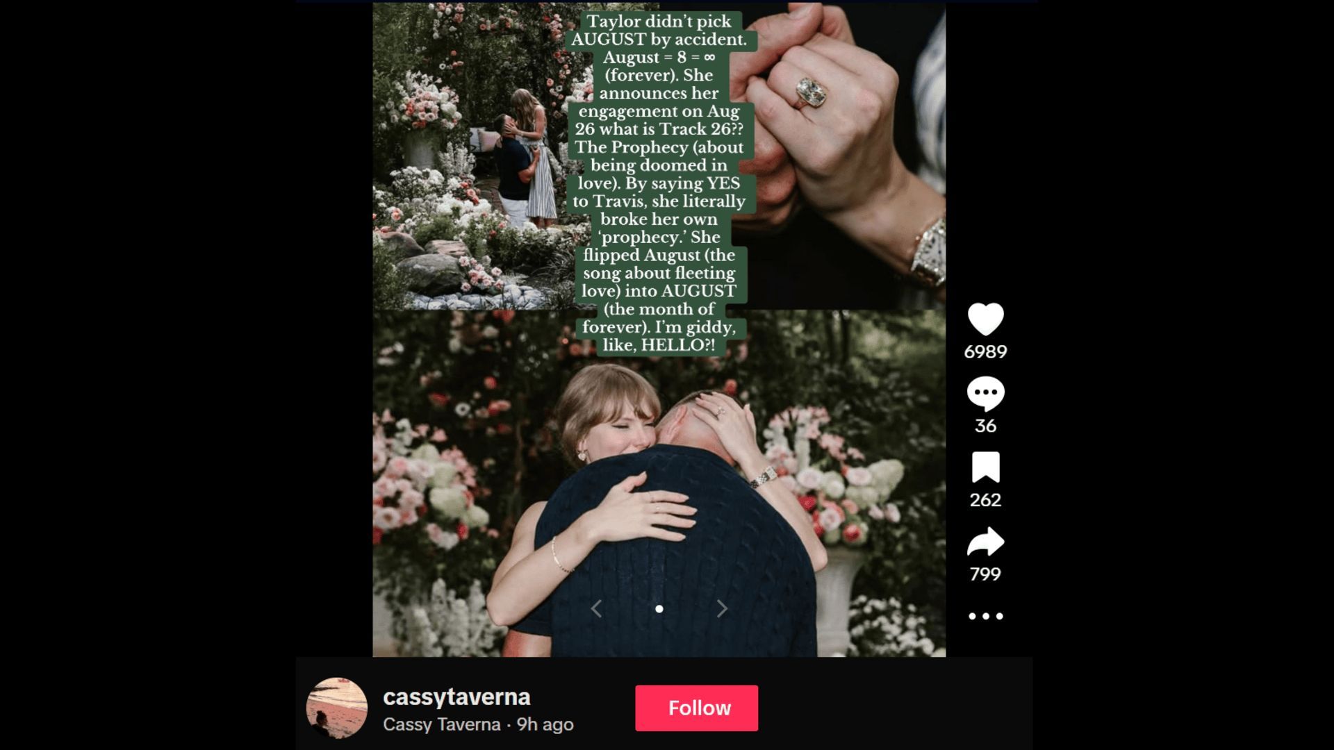Swifties are theorizing about Taylor and Travis&#039; engagement announcement. (Image via TikTok)