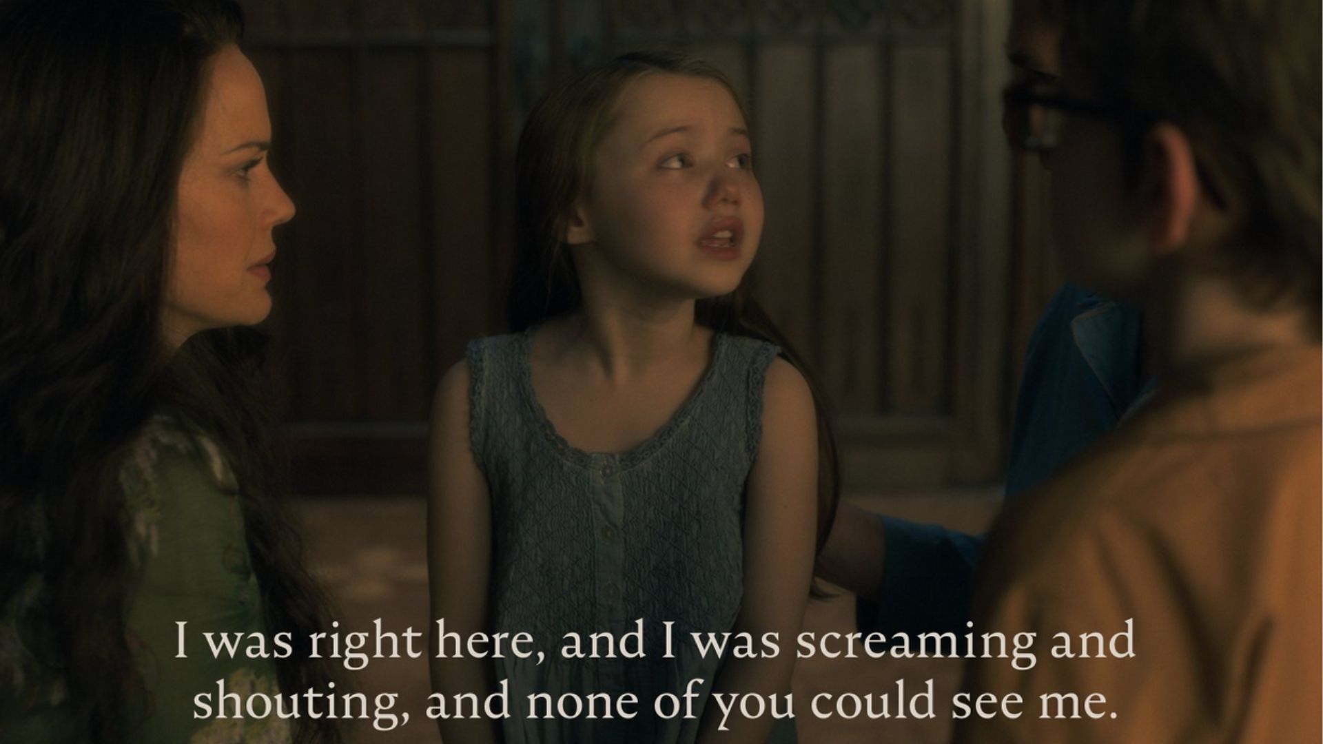 Violet McGraw as young Nell Crain in The Haunting of Hill House (Image via X/@midnightmass)