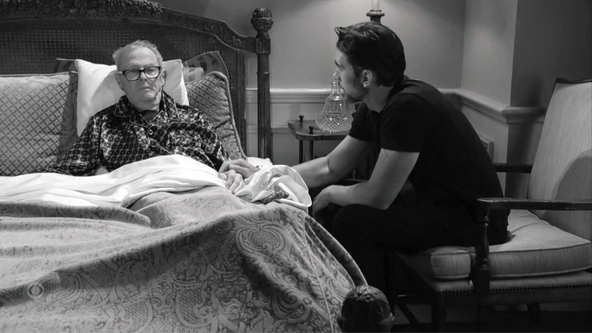 A dying Colin (Tristan Rogers) urged his son, Cane (Billy Flynn), to bury Dumas and focus on what&#039;s important in life on The Young and the Restless | Image: CBS