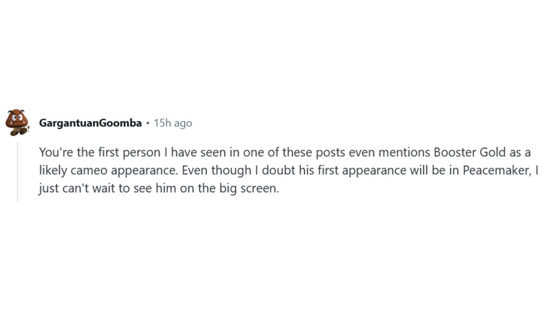GargantuanGoomba on cameos in Peacemaker Season 2 (Image Via: Reddit)