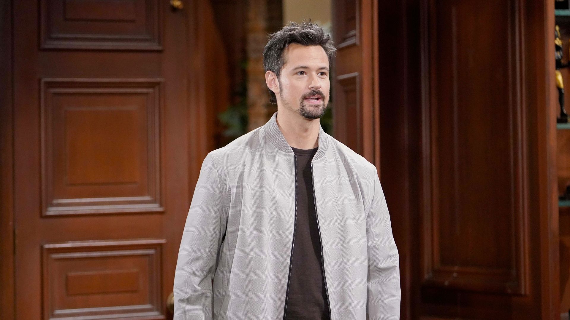 B&amp;B&#039;s Thomas walks in on Brooke and Ridge in the CEO&#039;s office | Image: JPI