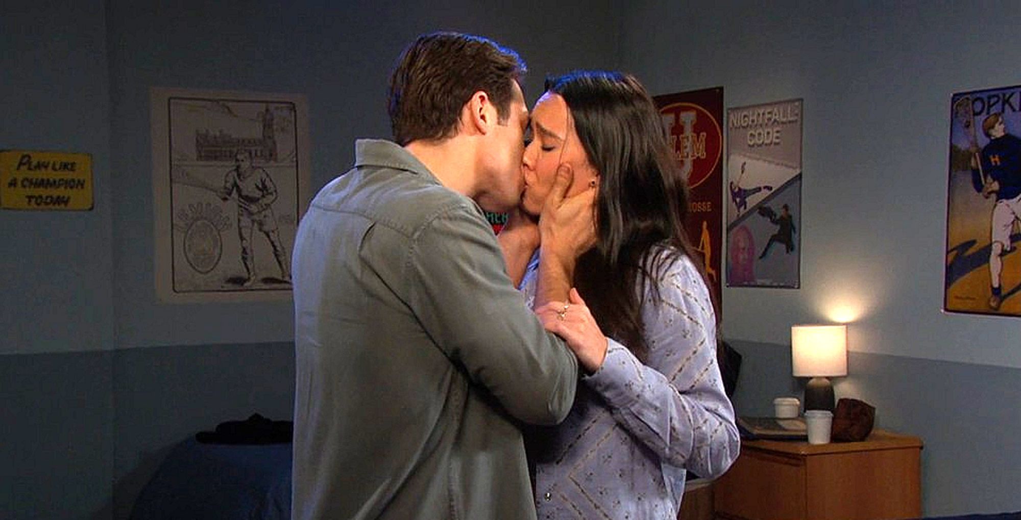 Days of Our Lives&#039; Tate and Sophia kissing. | Image Source: Peacock