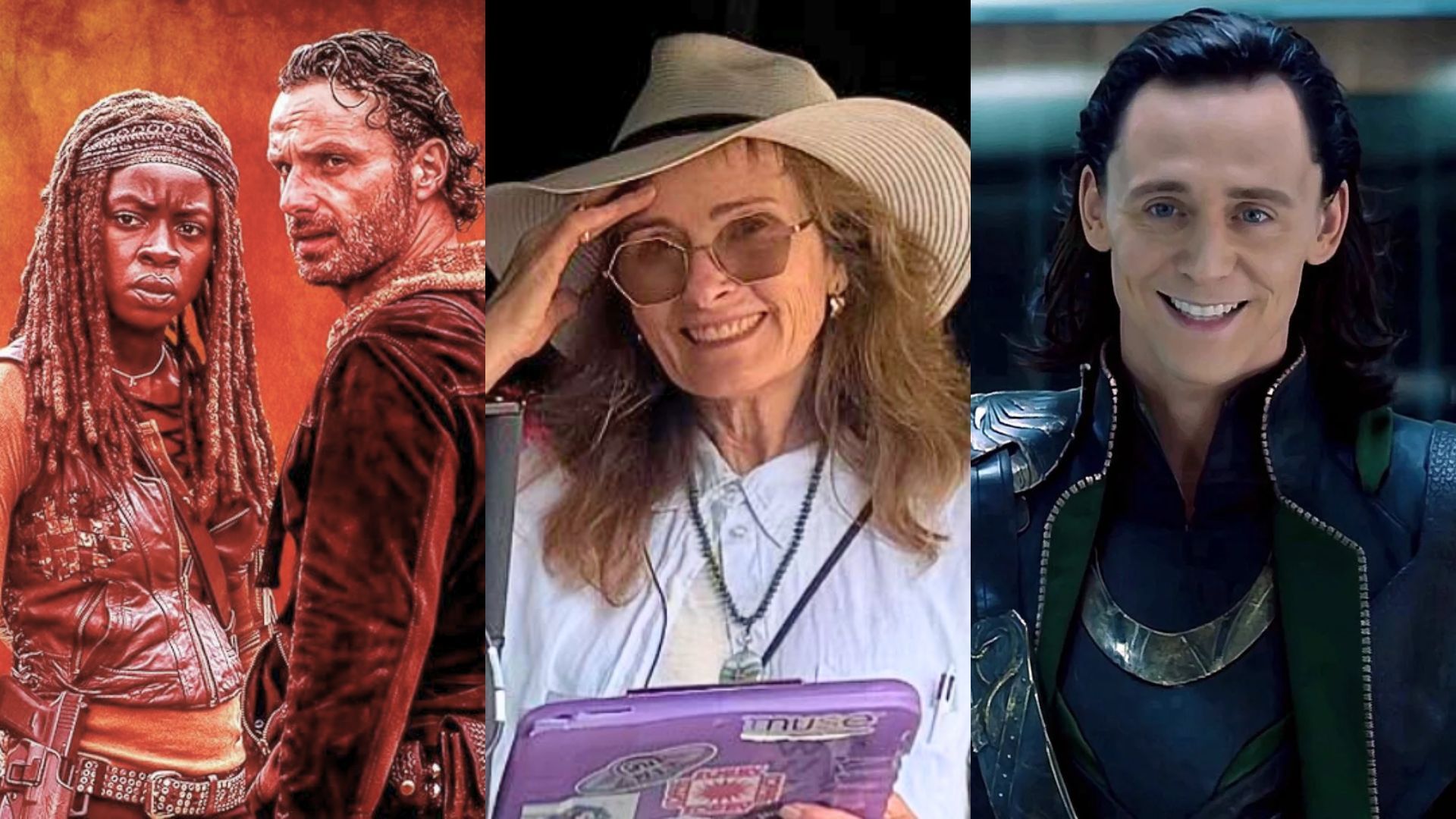 Walking Dead (L) and Loki (R) fans rally to raise nearly $60K in memory of script supervisor Amy Lacy (M) | Images via Prime Video, Instagram/@erinleecarr, and Disney+