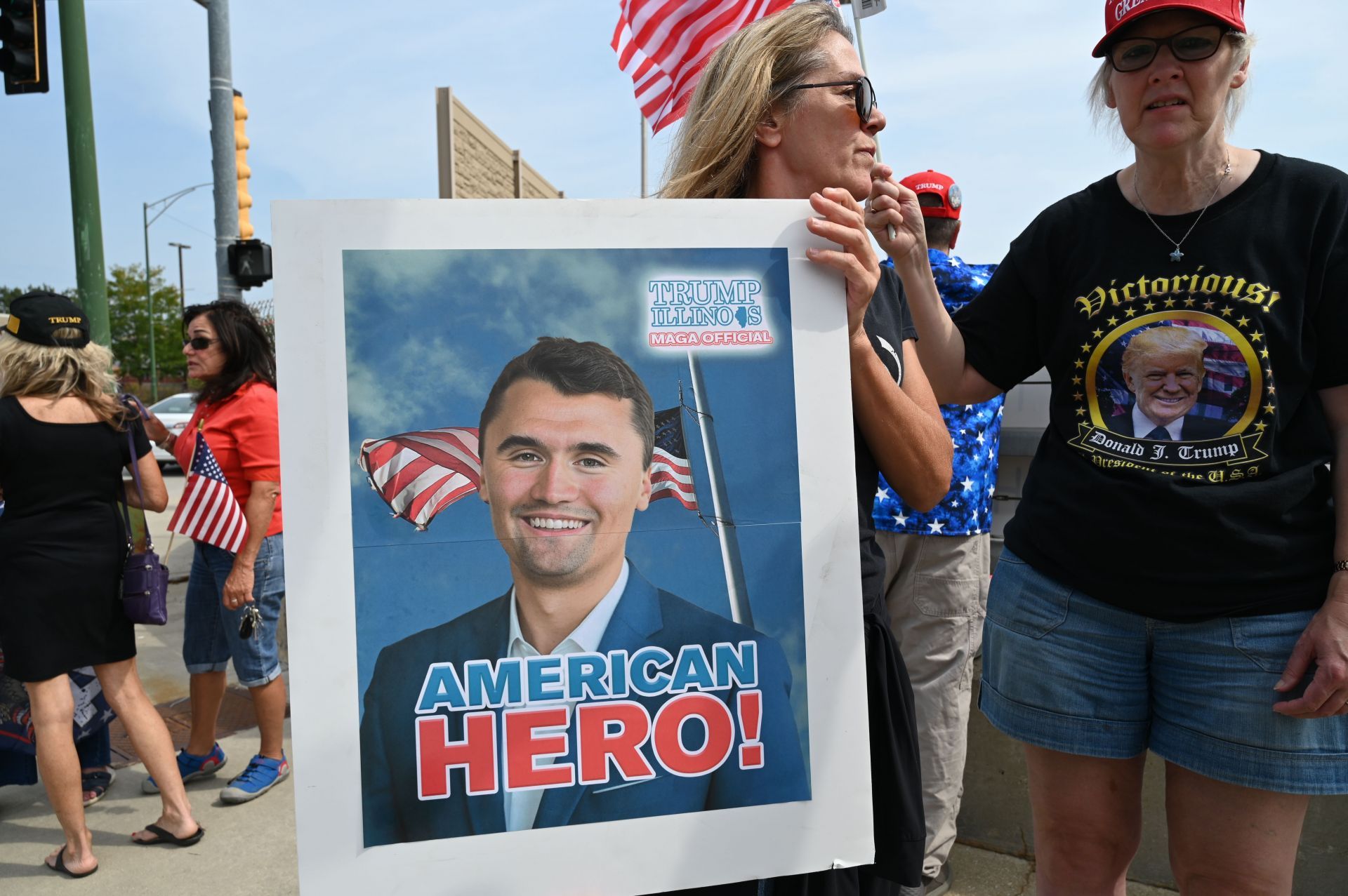 Supporters rally to honor Charlie Kirk in Illinois (Image via Getty)
