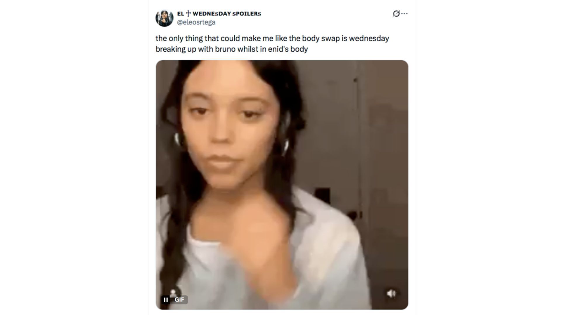 A tweet about the body swapping scene of Wednesday Season 2 | Image via @Twitter/@eleosrtega