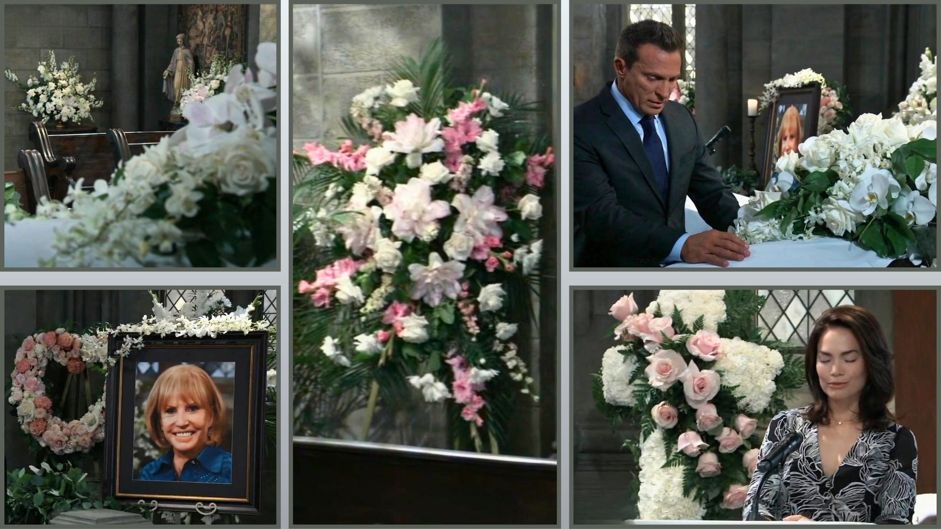 The flower arrangements at Monica&#039;s Celebration of Life were gorgeous on General Hospital | Image: ABC 