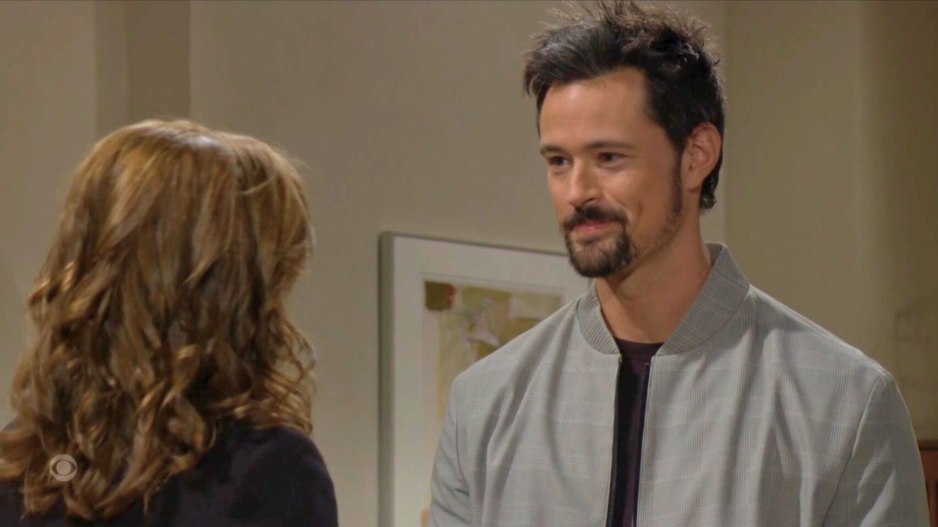 Thomas suprises Taylor at her office on The Bold and the Beautiful | Image: CBS