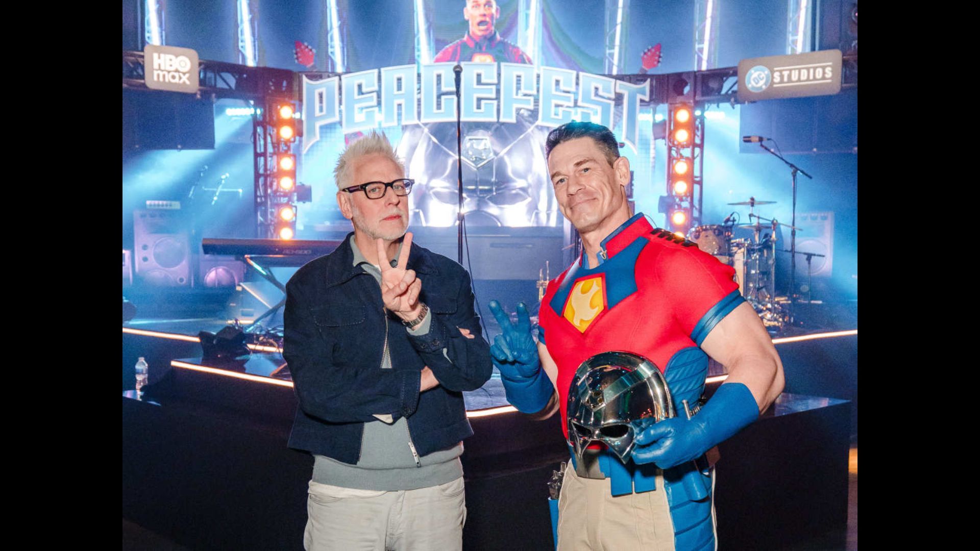 James Gunn and John Cena as Peacemaker | Image via HBO Max