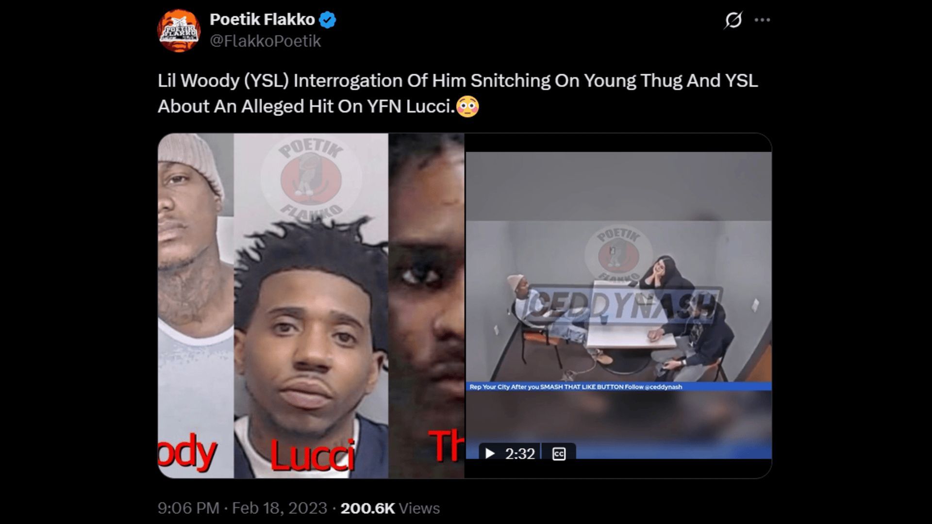 Woody testified in Young Thug&#039;s YSL RICO trial (Image via X/@mymixtapez)