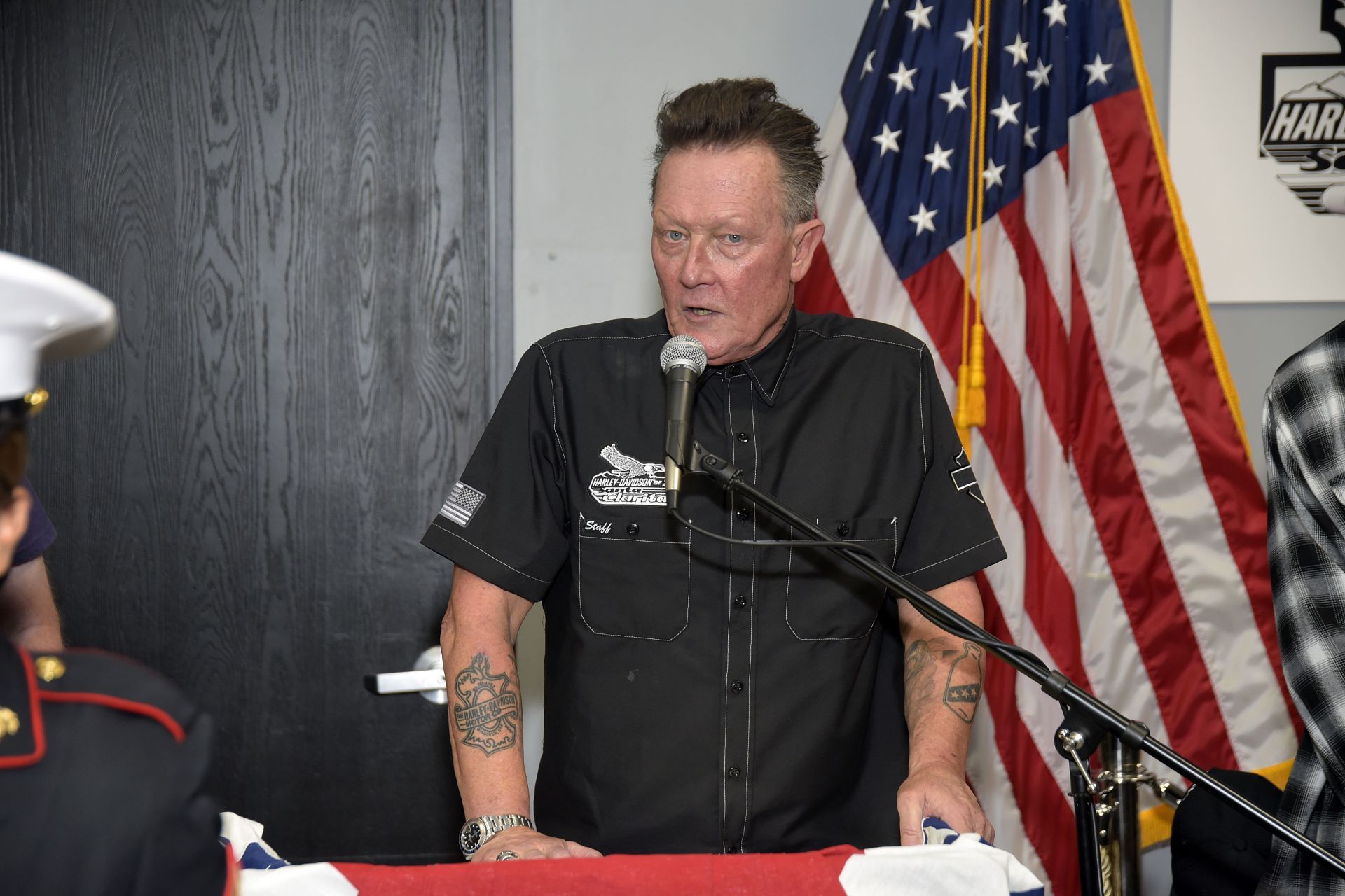 Actor Robert Patrick speaks at a ceremony honoring America&#039;s armed forces who are missing in action on National POW/MIA Day at Harley-Davidson of Santa Clarita on September 20, 2019 in Santa Clarita, California | Image via: Getty