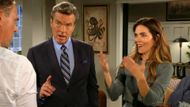 Victoria (Amelia Heinle), supported by her former stepdad, Jack (Peter Bergman), blasted her ex-husband Billy (Jason Thompson) on The Young and the Restless | Image: CBS