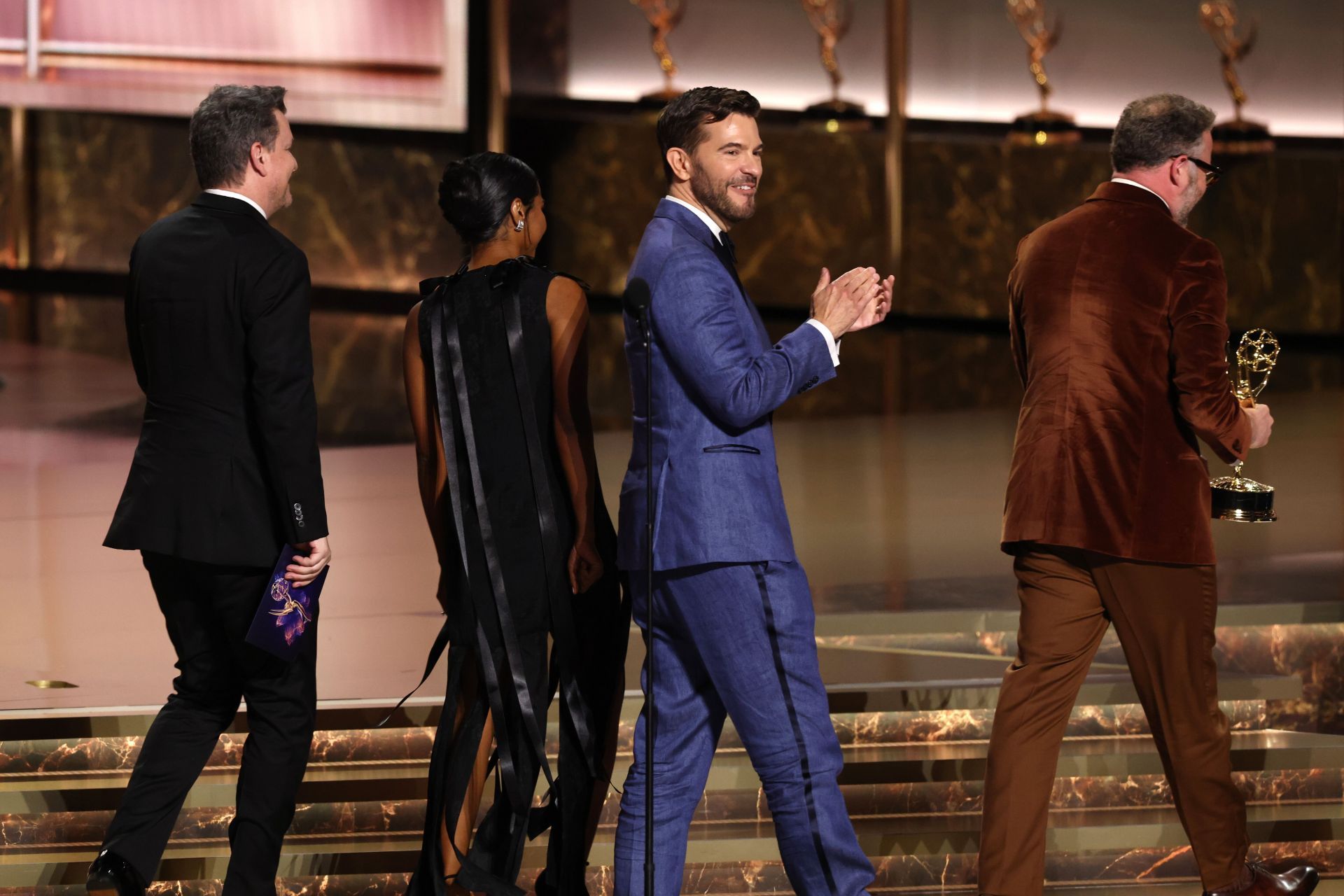 The Studio cast at Emmys 2025 (Photo by Monica Schipper/WireImage)