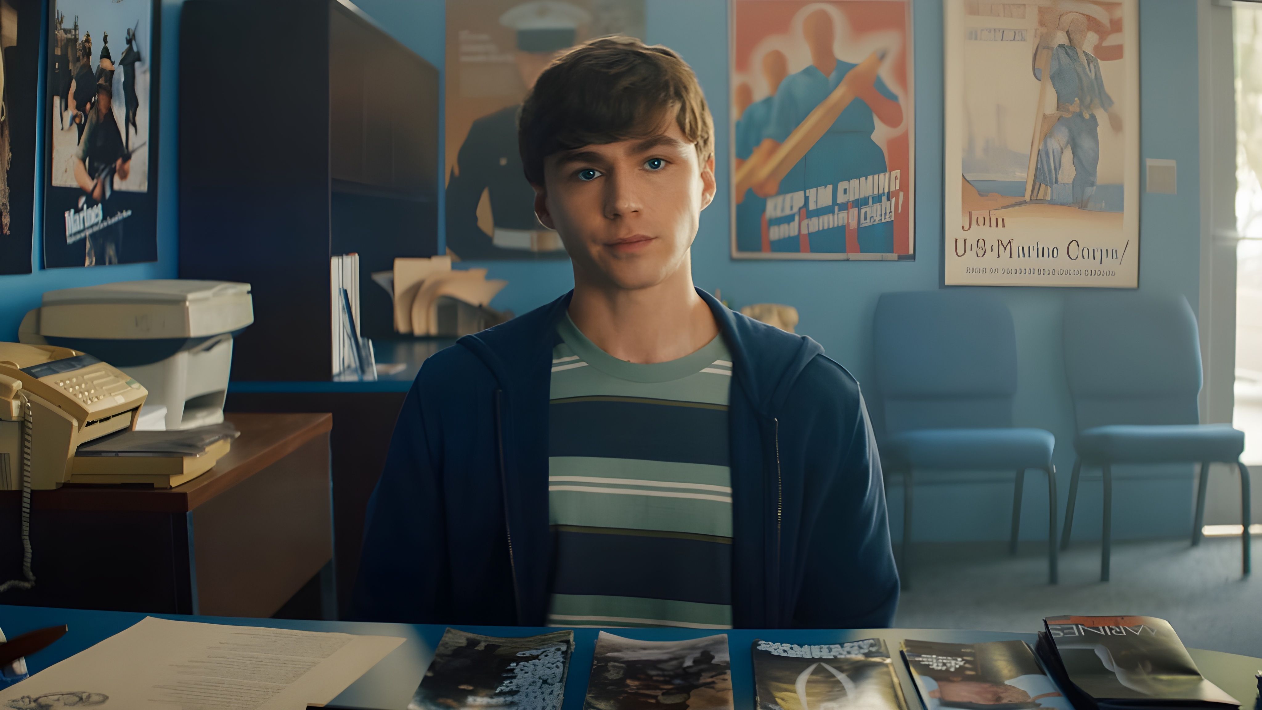 Miles Heizer plays Cameron in Boots on Netflix (Image via YouTube/Netflix)