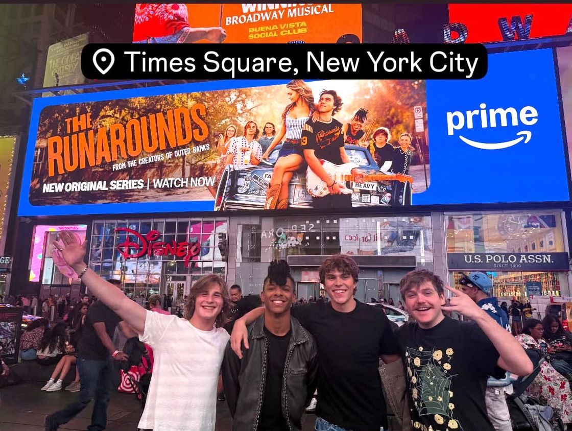 William Lipton and co-stars with their billboard in Times Square | Instagram/William Lipton