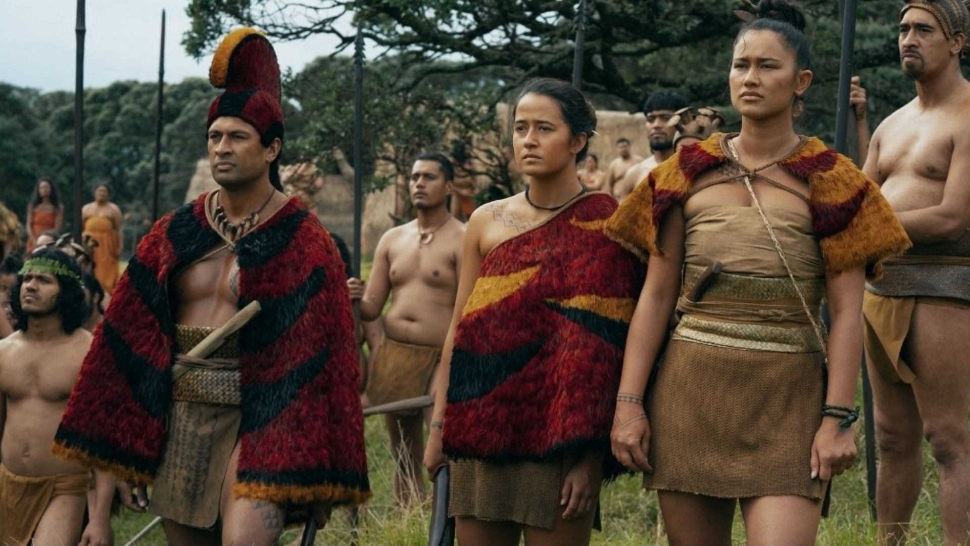 In Chief of War Episode 9 Kupouhi gets stabbed by a spear and Heke kills Opunui (Image Via AppleTV+)