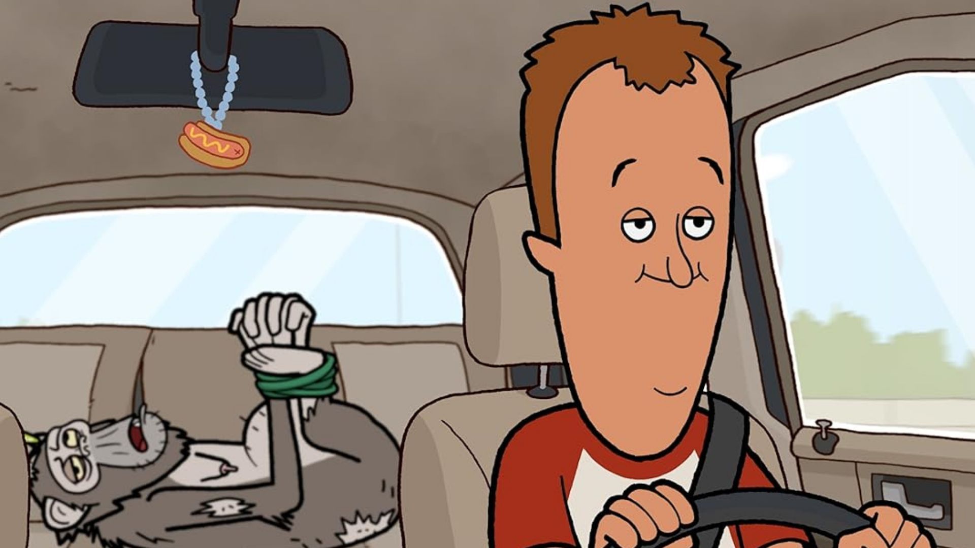 Hank Hoagies while driving (Image via Prime Video)