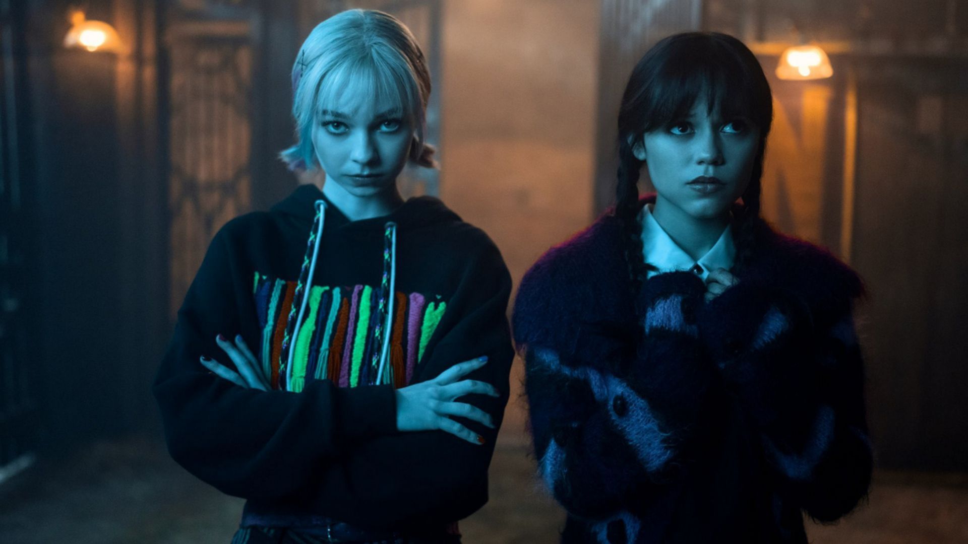 Enid Sinclair and Wednesday Addams as eachother in Wednesday Season 2 (Image Via: Netflix)