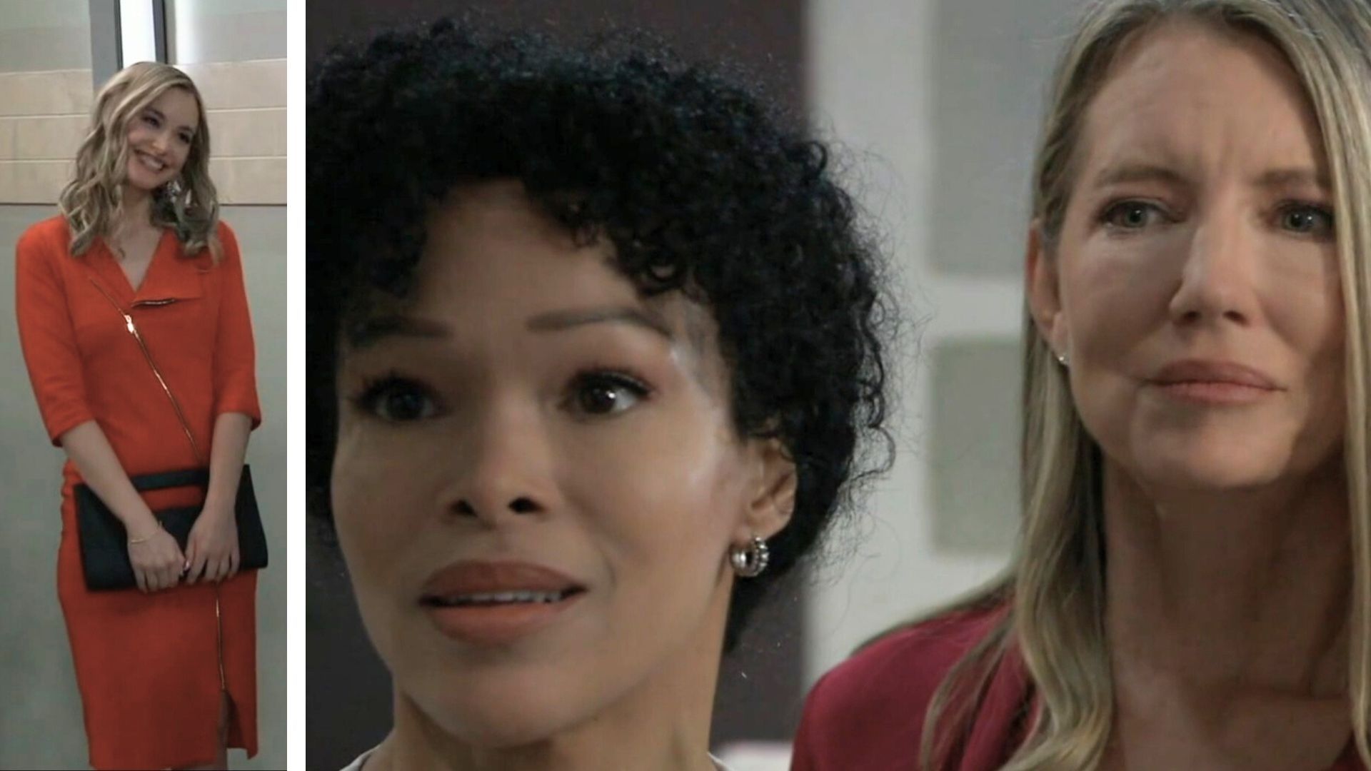 Jacinda shocks Portia and Nina when she shows up at Portia&#039;s office on General Hospital | Image: ABC