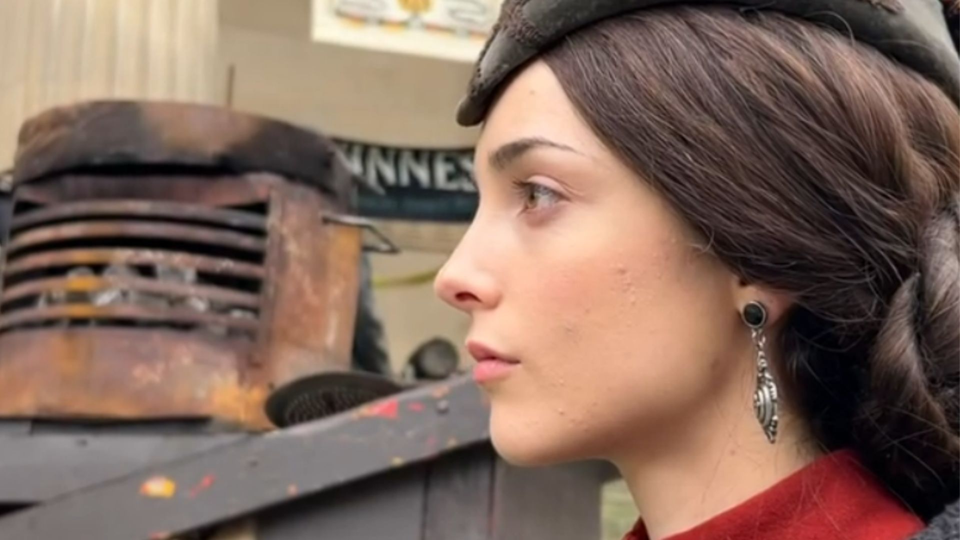 Jessica Reynolds Lady Christine O&rsquo;Madden on the set of House of Guinness (Image Via: Instagram/@anthonyboyle)