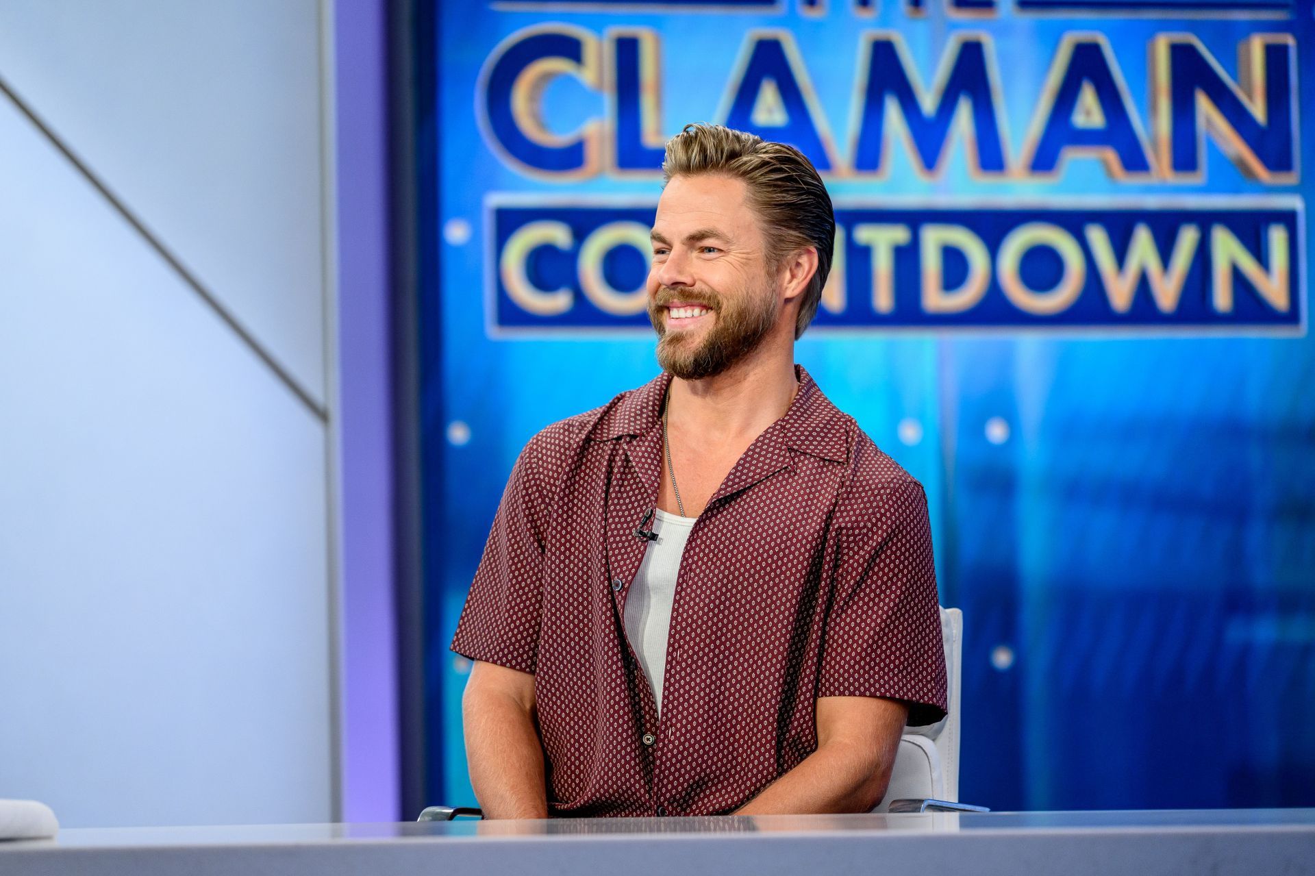 Derek Hough Visits &quot;The Claman Countdown&quot; - Source: Getty