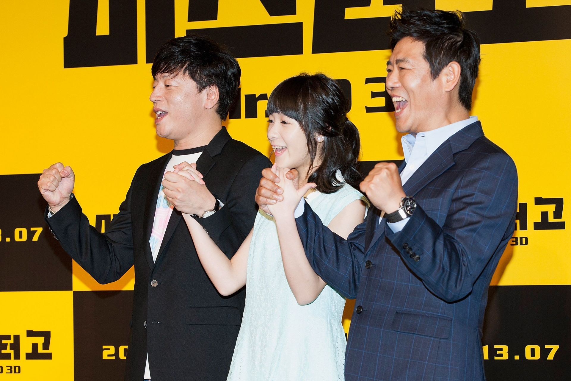 South Korean director Kim Yong-Hwa, Chinese actress Xu Jiao and South Korean actor Sung Dong-Il at a promotional event for the &#039;Mr. Go&#039; Showcase in Seoul, South Korea | Image via: Getty
