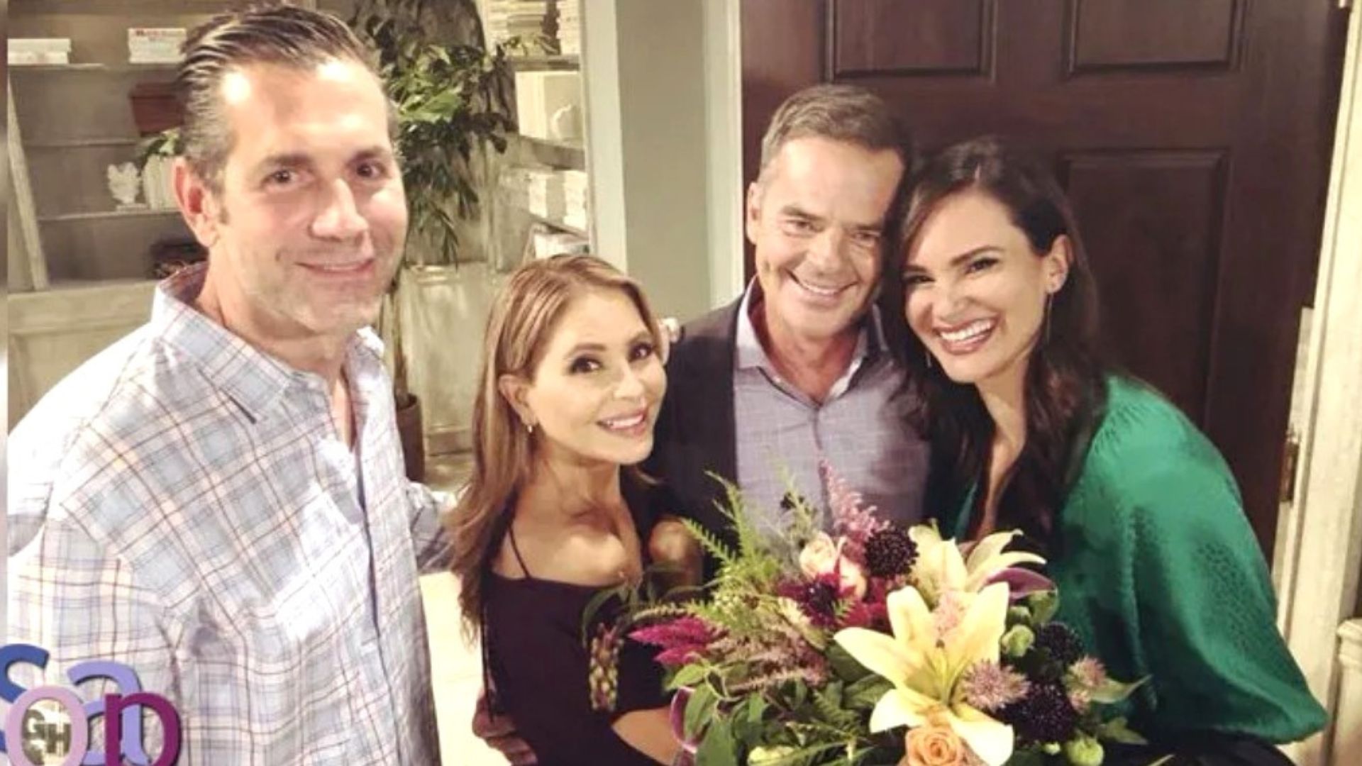 Briana Lane with Wally Kurth, Lisa LoCicero and Frank Valentini on her final day at GH