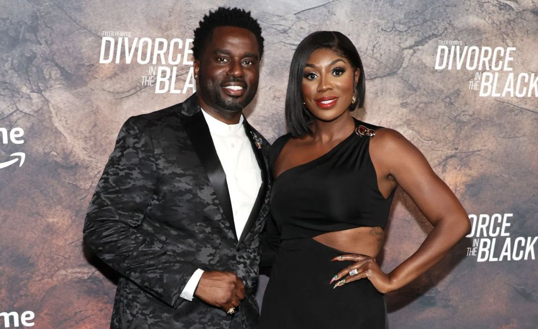 Eddie Osefo and Wendy Osefo attend Tyler Perry&#039;s &quot;Divorce In The Black&quot; New York Premiere at Regal Times Square on July 08, 2024 in New York City. (Photo by Dia Dipasupil/Getty Images)