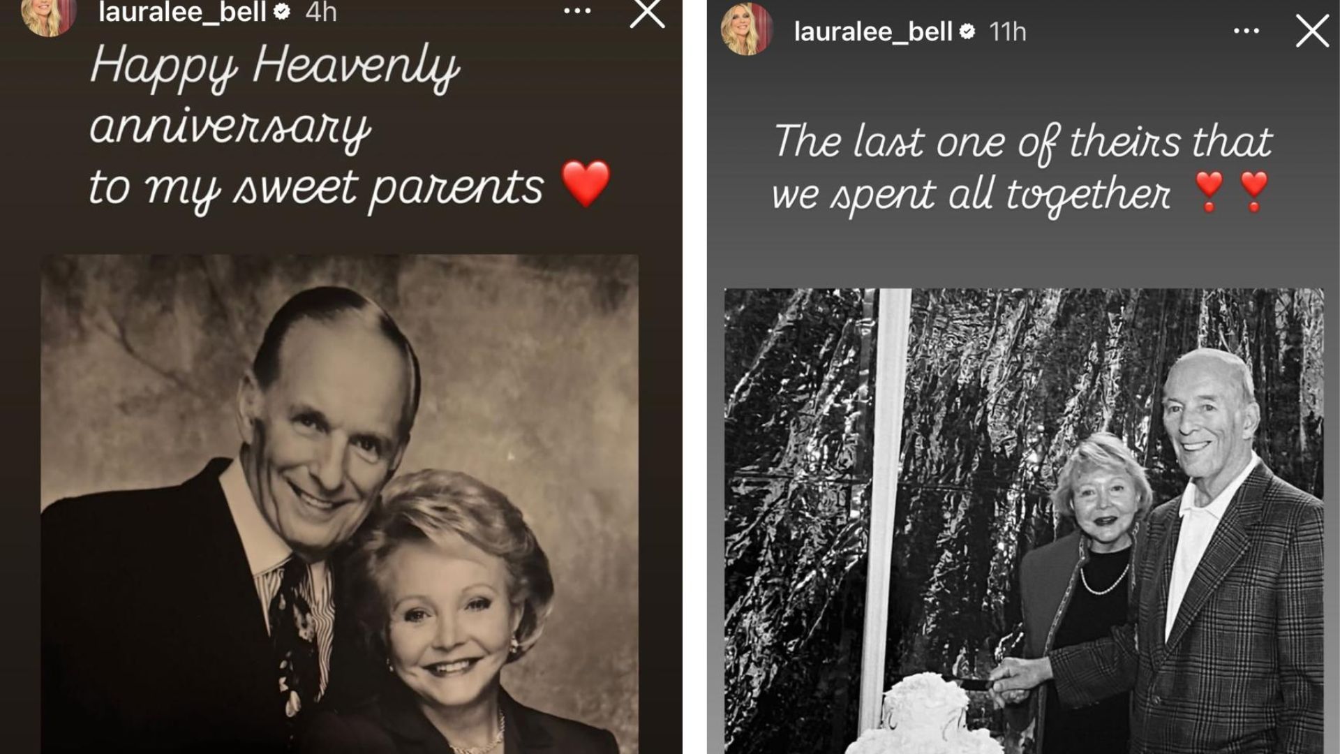 Lauralee Bell (Christine) shared on Instagram stories some photos of her parents, Bill and Lee Bell, who co-created The Young and the Restless | Image: Instagram