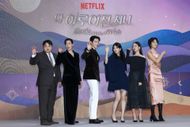 Ko Kyu-Phil, Noh Sang-Hyun also known as Steve Sanghyun Noh, Kim Woo-Bin, Suzy, Ahn Eun-Jin and Lee Zoo-Young attend Netflix's "Genie, Make A Wish" press conference in Seoul, South Korea. | Image via: Getty