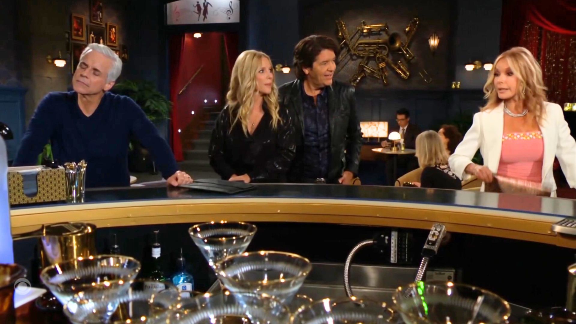Michael (Christian LeBlanc), Cricket (Lauralee Bell), Danny (Michael Damian), and Lauren (Tracey Bergman) on The Young and the Restless | Image CBS