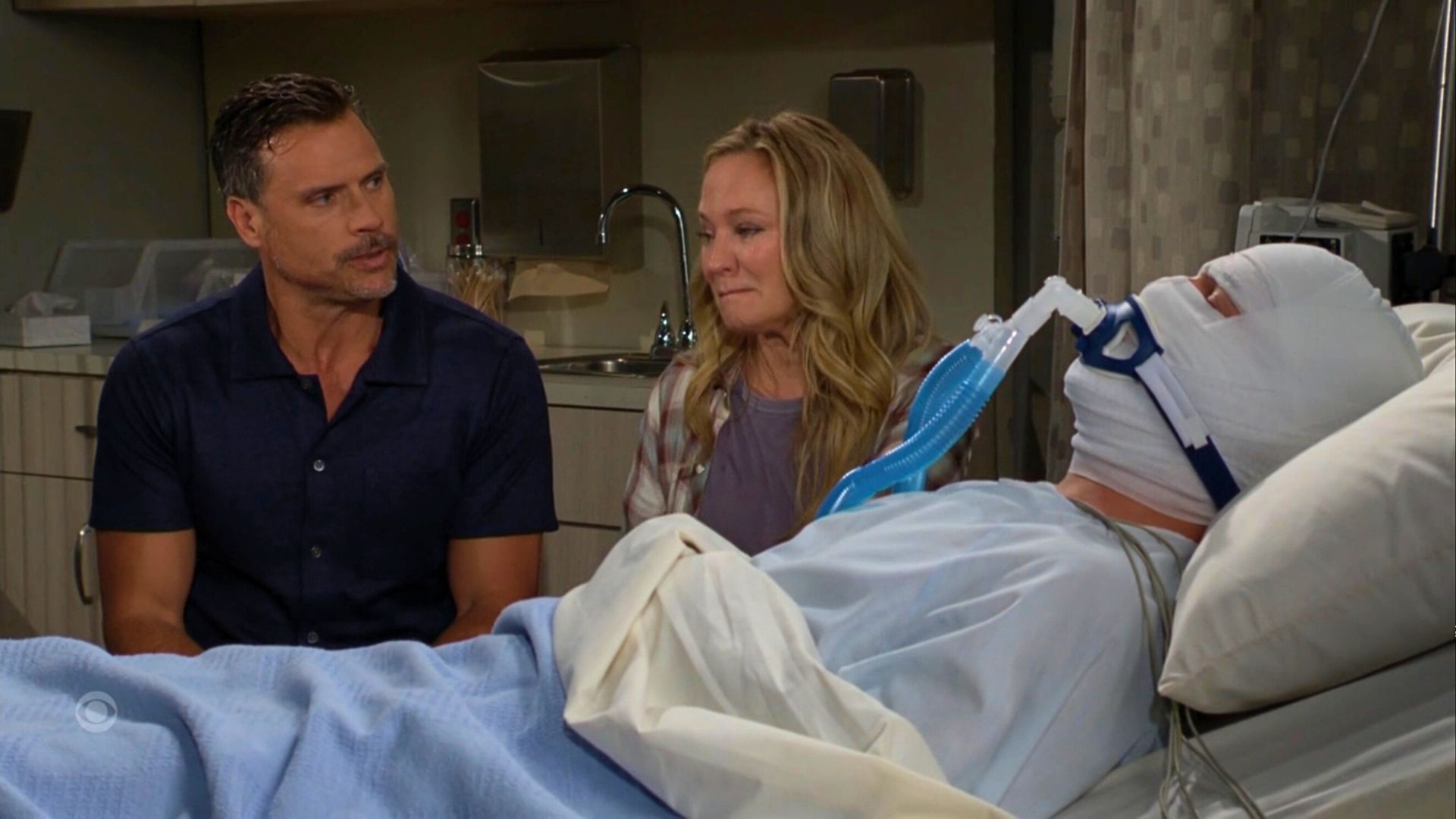 The Young and the Restless: Nick and Sharon at Noah&#039;s bedside | Image: CBS
