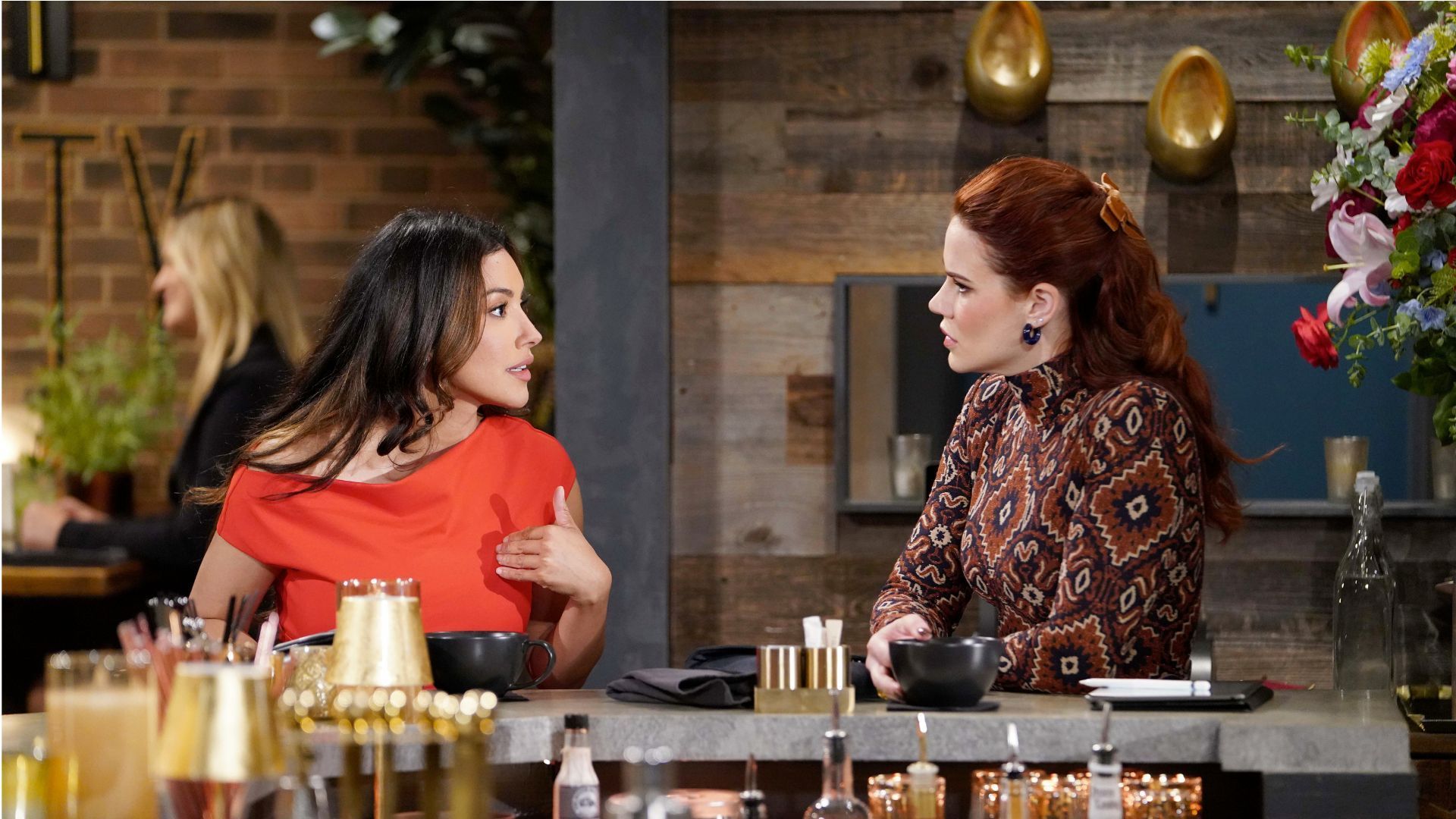 Zuleyka Silver (Audra Charles) and Courtney Hope (Sally Spectra) on The Young and the Restless | Image: JPI