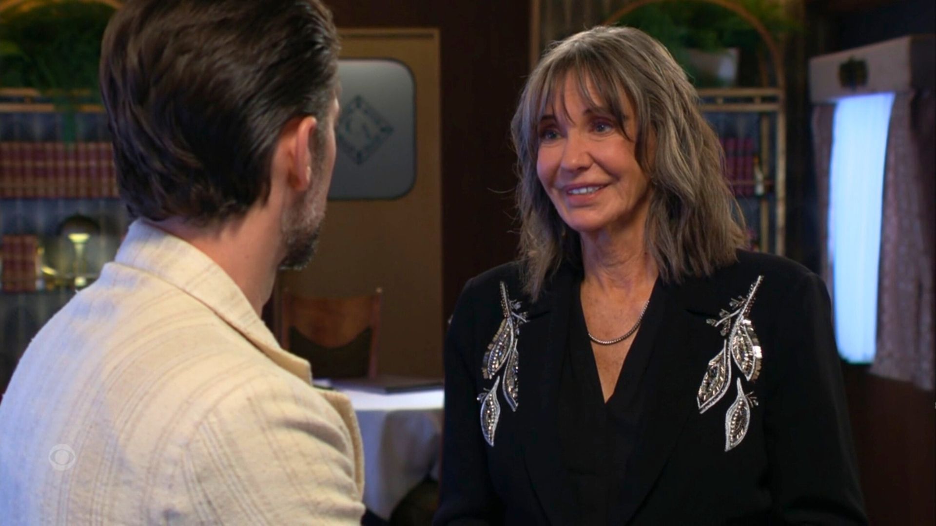 The Young and the Restless: Cane and Jill discuss family on Canes train | Image: CBS