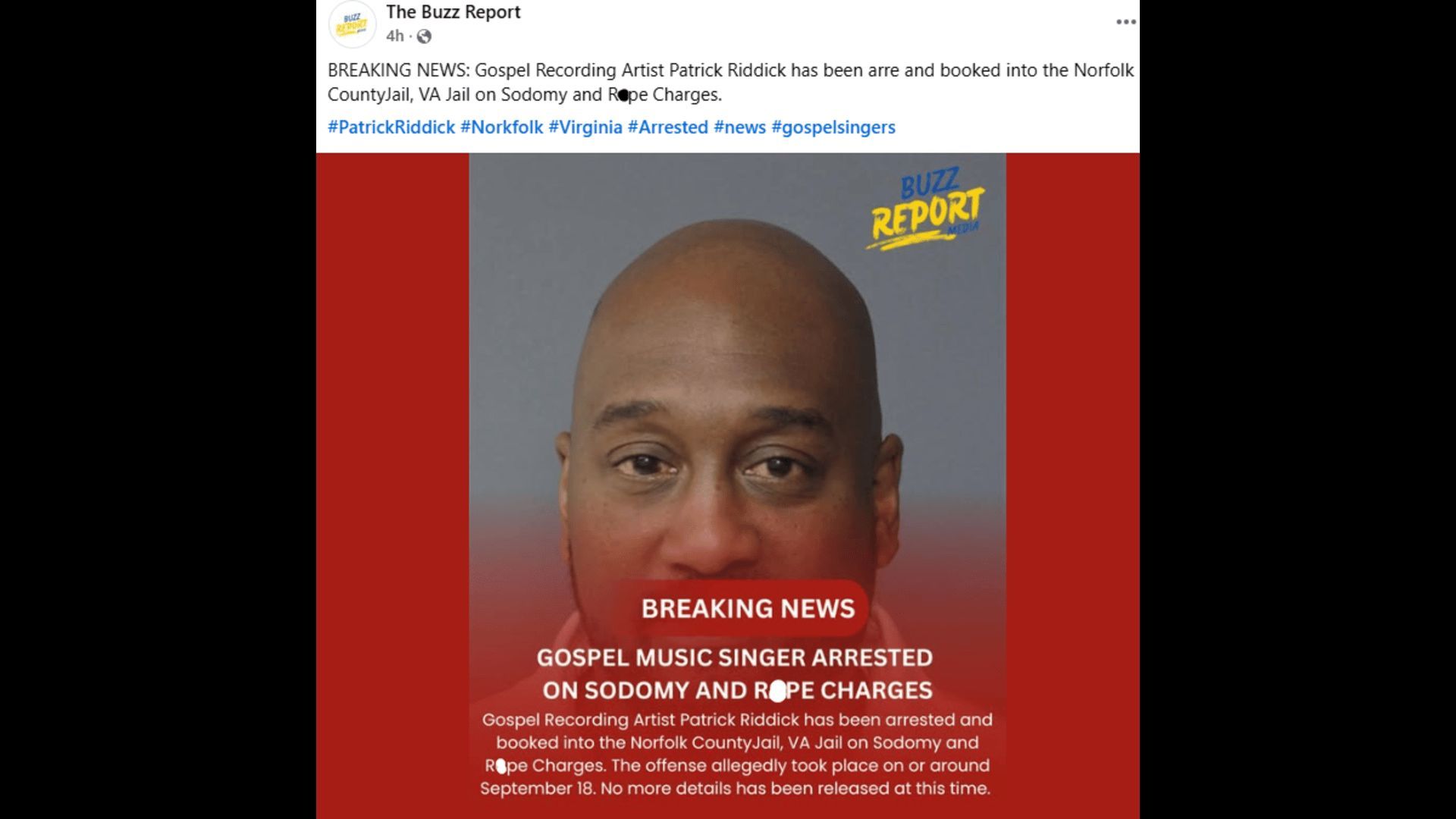 Patrick Riddick was reportedly arrested for s*xual misconduct. (Image via Facebook)