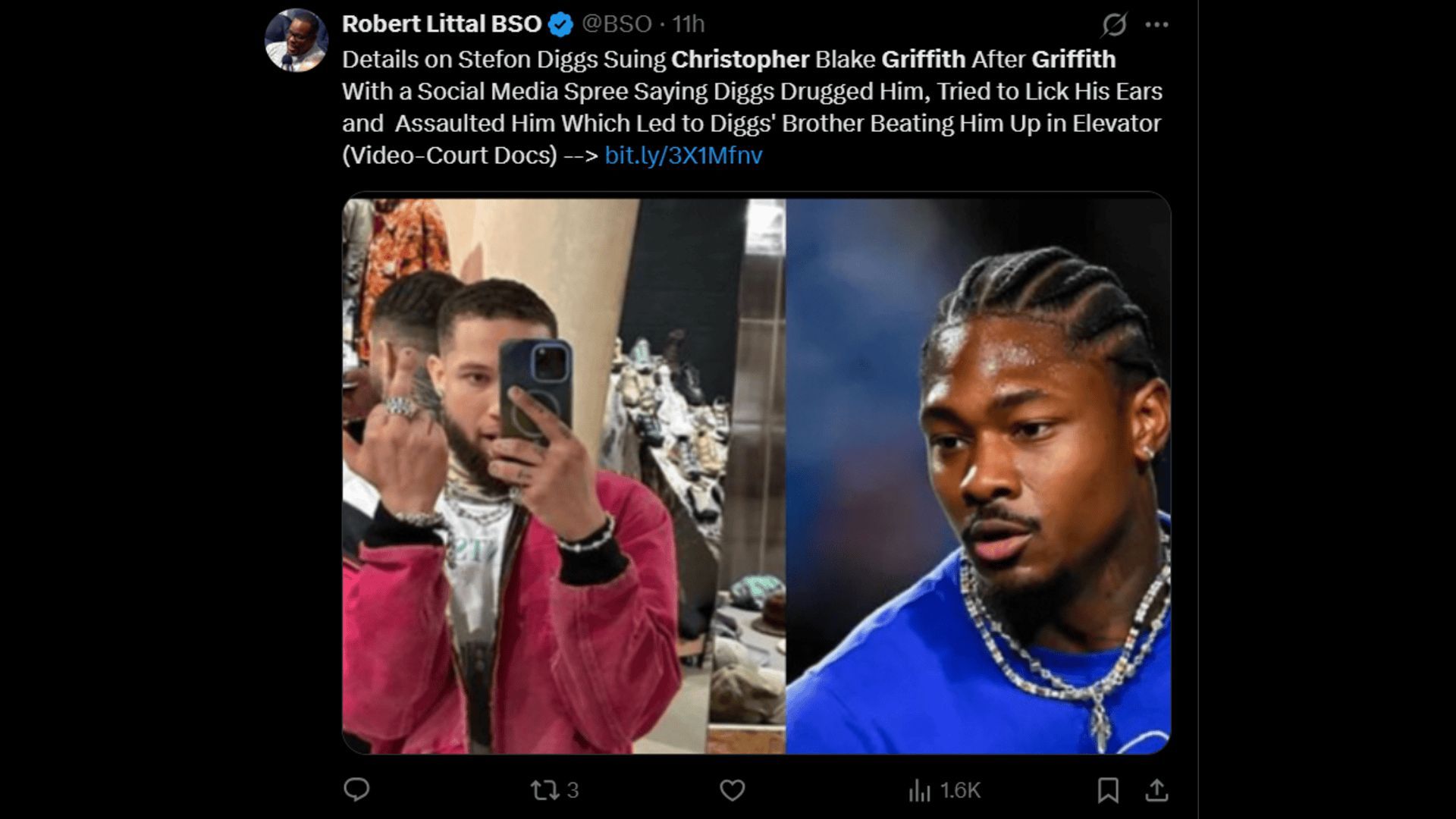 Stefon Diggs is suing Chris Griffith. (Image via X)